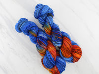 Butterfly Collection - PERIANDER METALMARK BUTTERFLY Hand-Dyed Yarn on Stained Glass Sock - Purple Lamb