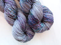 COMPLICATIONS on Sparkly Merino Sock - Purple Lamb