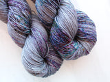 COMPLICATIONS on Sparkly Merino Sock - Purple Lamb