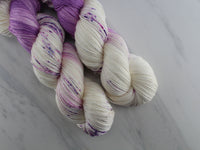 CROCUSES IN SNOW Hand-Dyed Yarn on So Silky Sock - Assigned Pooling Colorway