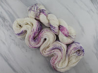 CROCUSES IN SNOW Hand-Dyed Yarn on So Silky Sock - Purple Lamb