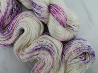 CROCUSES IN SNOW Hand-Dyed Yarn on So Silky Sock - Purple Lamb