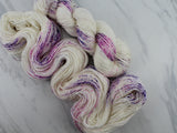 CROCUSES IN SNOW Hand-Dyed Yarn on So Silky Sock - Purple Lamb