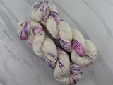 CROCUSES IN SNOW Hand-Dyed Yarn on So Silky Sock - Purple Lamb