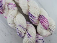 CROCUSES IN SNOW Hand-Dyed Yarn on So Silky Sock - Purple Lamb
