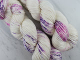 CROCUSES IN SNOW Hand-Dyed Yarn on So Silky Sock - Purple Lamb