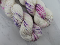 CROCUSES IN SNOW Hand-Dyed Yarn on So Silky Sock - Purple Lamb