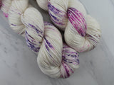 CROCUSES IN SNOW Hand-Dyed Yarn on So Silky Sock - Purple Lamb