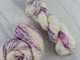 CROCUSES IN SNOW Hand-Dyed Yarn on So Silky Sock - Purple Lamb
