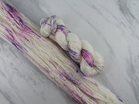CROCUSES IN SNOW Hand-Dyed Yarn on So Silky Sock - Purple Lamb