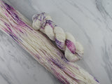 CROCUSES IN SNOW Hand-Dyed Yarn on So Silky Sock - Purple Lamb