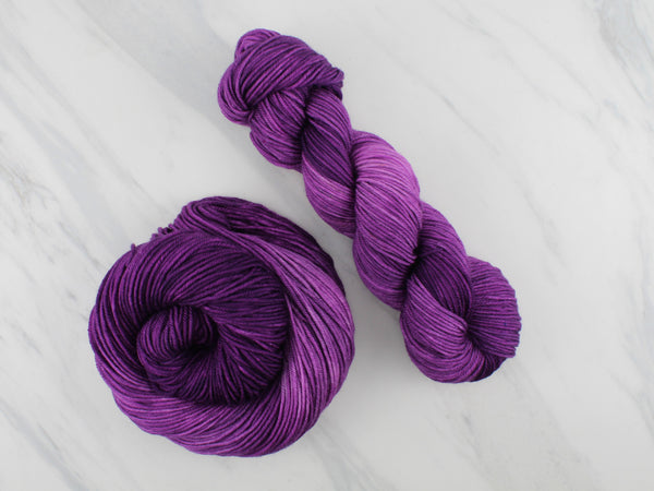 EGGPLANT Hand-Dyed Yarn on Squoosh DK made by Purple Lamb