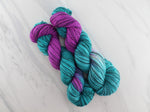 EMERALD AND AMETHYST on Stained Glass Sock - Assigned Pooling Colorway