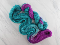EMERALD AND AMETHYST on Stained Glass Sock - Assigned Pooling Colorway
