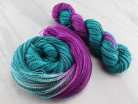 EMERALD AND AMETHYST on Stained Glass Sock - Assigned Pooling Colorway