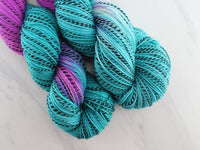 EMERALD AND AMETHYST on Stained Glass Sock - Assigned Pooling Colorway