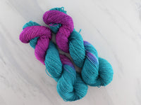 EMERALD AND AMETHYST on Sparkly Merino Sock - Assigned Pooling Colorway