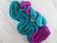EMERALD AND AMETHYST on Sparkly Merino Sock - Assigned Pooling Colorway