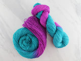 EMERALD AND AMETHYST on Sparkly Merino Sock - Assigned Pooling Colorway