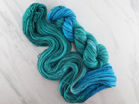 EMERALD AND TURQUOISE on Stained Glass Sock - Assigned Pooling Colorway