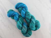 EMERALD AND TURQUOISE on Stained Glass Sock - Assigned Pooling Colorway