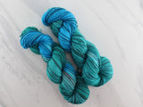 EMERALD AND TURQUOISE on Stained Glass Sock - Assigned Pooling Colorway