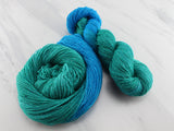 EMERALD AND TURQUOISE on Sparkly Merino Sock - Assigned Pooling Colorway