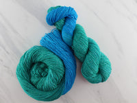 EMERALD AND TURQUOISE on Sparkly Merino Sock - Assigned Pooling Colorway