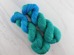 EMERALD AND TURQUOISE on Sparkly Merino Sock - Assigned Pooling Colorway