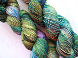 ENCHANTED FOREST Indie-Dyed Yarn on Sparkly Merino Sock - Purple Lamb