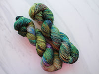 ENCHANTED FOREST Indie-Dyed Yarn on Sparkly Merino Sock - Purple Lamb