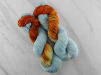 FIRE AND ICE on Sparkly Merino Sock - Assigned Pooling Colorway