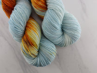 FIRE AND ICE on Sparkly Merino Sock - Assigned Pooling Colorway