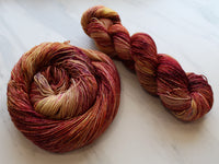 FOREST FLOOR Hand-Dyed Yarn on Sparkly Merino Sock - Purple Lamb