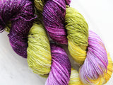 PURPLE IRIS Indie-Dyed Yarn on Sparkly Merino Sock - Purple Lamb