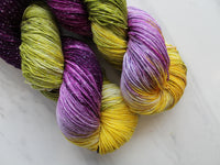 PURPLE IRIS Indie-Dyed Yarn on Sparkly Merino Sock - Purple Lamb