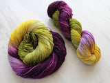 PURPLE IRIS Indie-Dyed Yarn on Sparkly Merino Sock - Purple Lamb