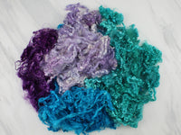 KID MOHAIR LOCKS IN Teal, Blue, Lilac, and Eggplant - Purple Lamb