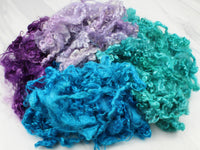 KID MOHAIR LOCKS IN Teal, Blue, Lilac, and Eggplant - Purple Lamb