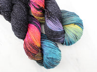 A LIGHT IN DARK PLACES Hand-Dyed Yarn on Sparkly Merino Sock - Purple Lamb