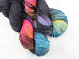 A LIGHT IN DARK PLACES Hand-Dyed Yarn on Sparkly Merino Sock - Purple Lamb