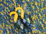 VAN GOGH'S STARRY NIGHT - Assigned Pooling Version - Indie-Dyed Yarn on Sparkly Merino Sock