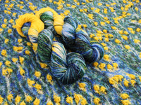 VAN GOGH'S STARRY NIGHT - Assigned Pooling Version - Indie-Dyed Yarn on Sparkly Merino Sock
