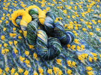 VAN GOGH'S STARRY NIGHT on Sparkly Merino Sock - Assigned Pooling Version