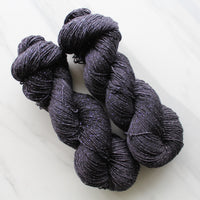 LITTLE BLACK DRESS Hand-Dyed Yarn on Sparkly Merino Sock-Weight Yarn - Purple Lamb