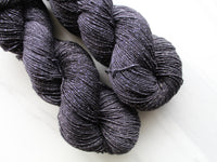 LITTLE BLACK DRESS Hand-Dyed Yarn on Sparkly Merino Sock-Weight Yarn - Purple Lamb