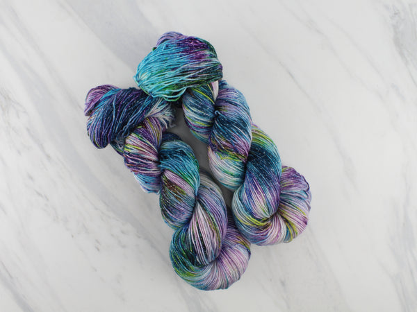 MONET'S CATHEDRAL on Sparkly Merino Sock - Purple Lamb