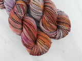 MONET'S HOUSES OF PARLIAMENT Hand-Dyed Yarn on Stained Glass Sock - Purple Lamb