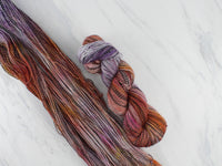 MONET'S HOUSES OF PARLIAMENT Hand-Dyed Yarn on Stained Glass Sock - Purple Lamb