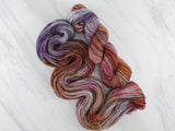MONET'S HOUSES OF PARLIAMENT Hand-Dyed Yarn on Stained Glass Sock - Purple Lamb